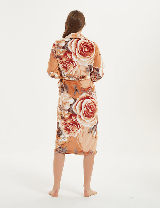 Yieks Women's Floral Fleece Robe